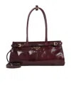 Prada Bordeaux Calf Leather Handbag With Adjustable Shoulder Strap In Purple