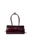 Prada Bordeaux Calf Leather Handbag With Adjustable Shoulder Strap In Purple