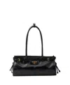 Prada Bonnie Medium Naplak Patent Leather Handbag In Black