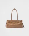 Prada Womens Powder Brand-plaque Medium Leather Shoulder Bag In Cameo