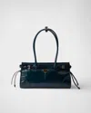 Prada Bonnie Medium Leather Handbag In Denim