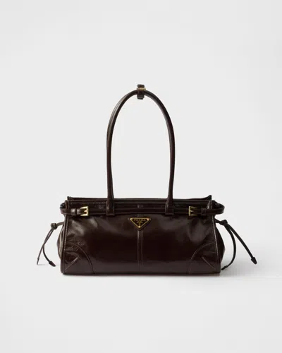 Prada Bonnie Medium Leather Handbag In Dunkelbraun
