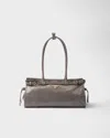 Prada Womens Grey Brand-plaque Medium Leather Shoulder Bag In Gray