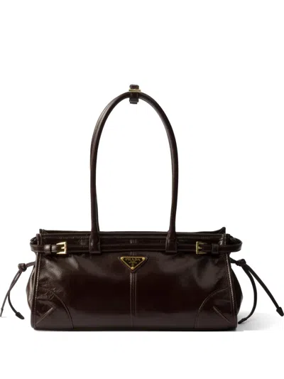 Prada Womens Brown Bonnie Medium Leather Handbag In Black