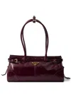 Prada Bordeaux Calf Leather Handbag With Adjustable Shoulder Strap In Purple