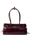 Prada Womens Burgundy Medium Leather Shoulder Bag In Red
