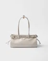 Prada Medium Enamel Triangle Logo Two-way Bag In White