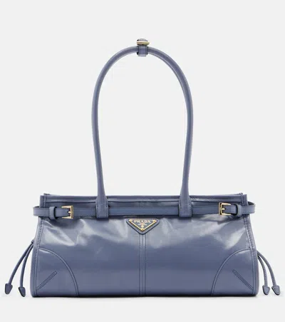 Prada Bonnie Medium Leather Shoulder Bag In Blue