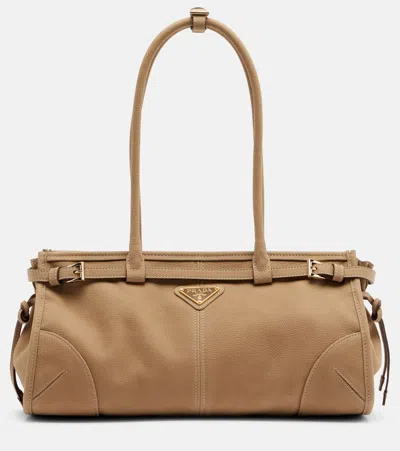 Prada Bonnie Medium Leather Shoulder Bag In Sand