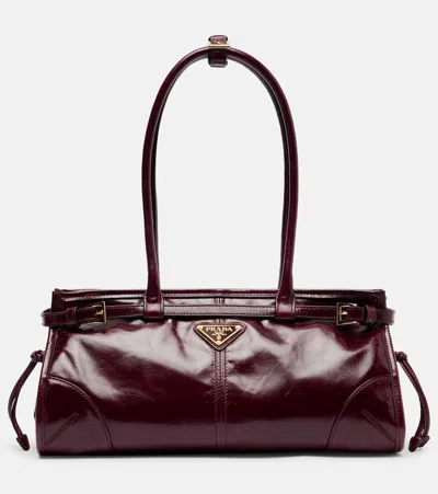 Prada Bonnie Medium Leather Tote Bag In Burgundy