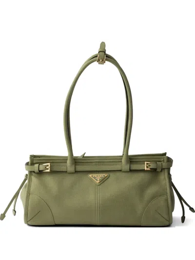Prada Bonnie Medium Convertible Leather Shoulder Handbag In Green