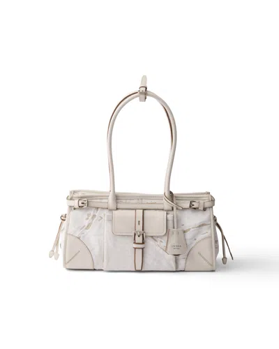 Prada Bonnie Medium Printed Linen And Leather Handbag