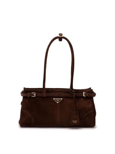 PRADA PRADA BONNIE MEDIUM SUEDE BAG