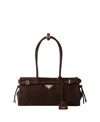Prada Suede Shoulder Handbag With Adjustable Strap In Brown