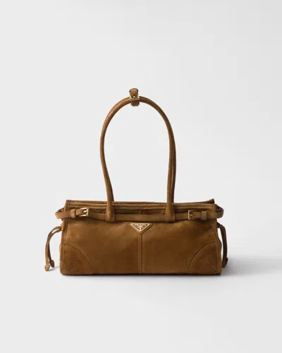 Prada Bonnie Mittelgrosse Handtasche Aus Nubukleder In Brown