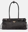 Prada Bonnie Medium Suede Shoulder Bag In Black