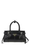 Prada Handheld Clutch With Buckle And Drawstring In Black