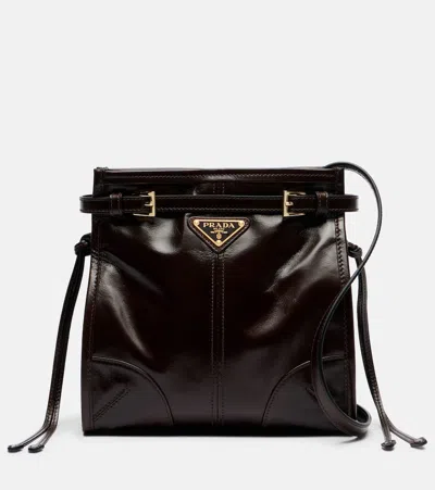 Prada Bonnie Mini Leather Shoulder Bag In Brown
