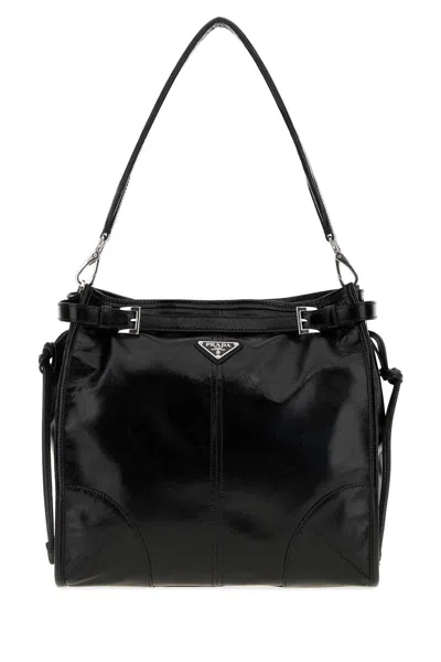 Prada Bonnie Mini Leather Shoulder Handbag 30cm X 30cm X 8cm In Black