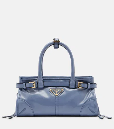 Prada Bonnie Mini Leather Top-handle Bag In Blue