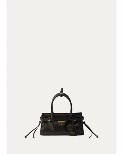 Prada Bonnie Mini Leather Top-handle Bag In Brown