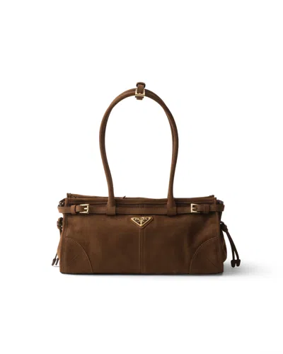Prada Bonnie Mittelgrosse Handtasche Aus Nubukleder In Brown