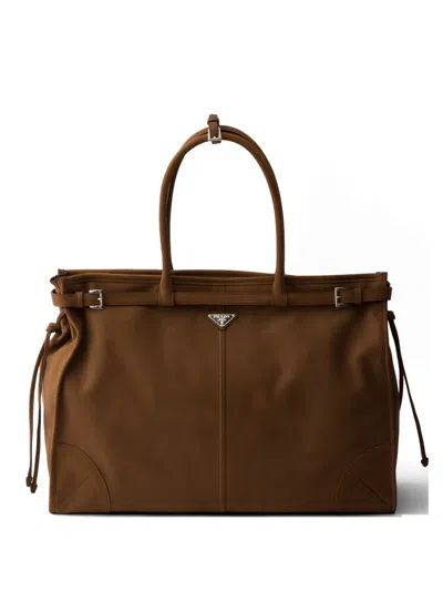 Prada Bonnie Tote Bag Aus Nubukleder In White