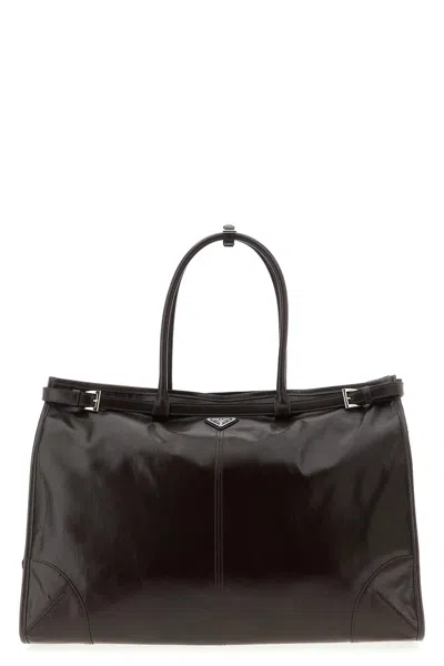 Prada ' Bonnie' Shopping Bag In Brown