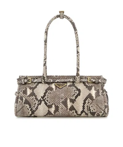 PRADA PRADA TRIANGLE-LOGO EMBOSSED SHOULDER BAG