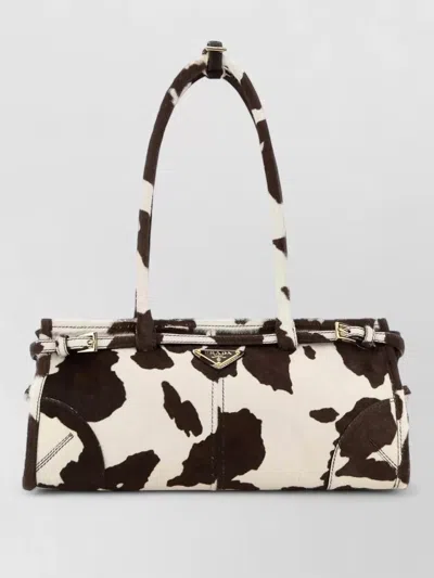 Prada Bonnie Shoulder Bag Calf Hair Buckle In Animal Print