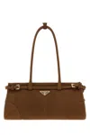 Prada Bonnie Shoulder Handbag In Nappa Leather With Golden Hardware In Brown