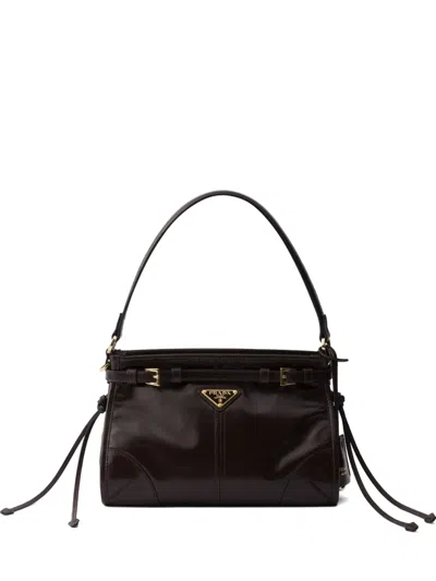 Prada Bonnie Small Leather Handbag In Brown