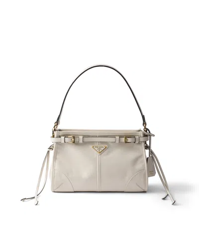 Prada Bonnie Small Leather Handbag In White