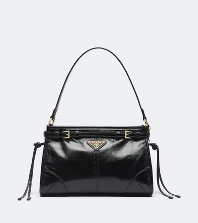Prada Bonnie Small Leather Shoulder Bag In Black