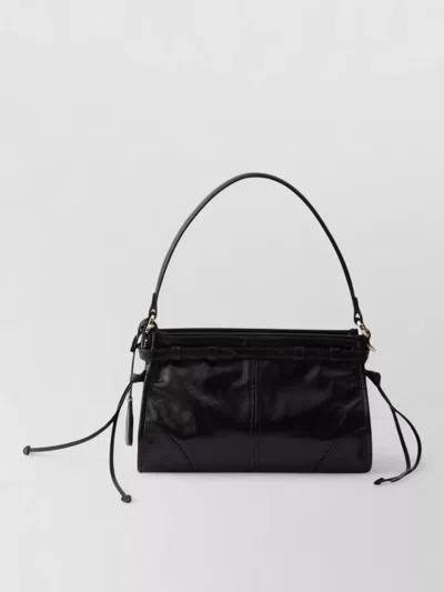 Prada Bonnie Small Leather Shoulder Bag Hobo In Black