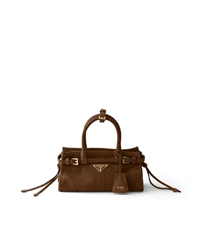 Prada Bonnie Suede Mini Handbag In Orange