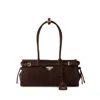 Prada Suede Shoulder Handbag With Adjustable Strap In Brown