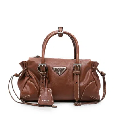 Prada Bonnie Zip-up Handbag In Brown