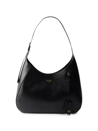 Prada Boogie Large Leather Bag In Black