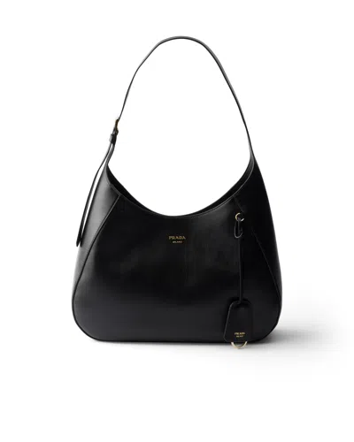 Prada Boogie Large Leather Bag In Black