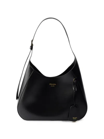 Prada Boogie Medium Leather Bag In Black