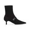 Prada Pointed Toe Kitten Heel Ankle Strap Pump In Black