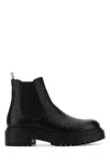 Prada Mens Black Logo-debossed Heeled Leather Chelsea Boots