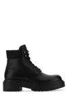 Prada Logo-plaque Leather Ankle Boots In Black