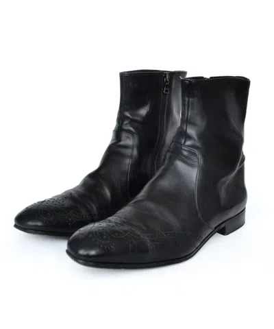 Pre-owned Prada Boots Ankle Leather Shoes Vintage Black Cowboy