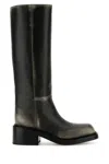 Prada Black Leather Boots In Black
