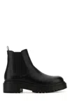 Prada Mens Black Logo-debossed Heeled Leather Chelsea Boots In Black
