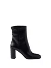 Prada Stylish Leather Ankle Boots With Block Heel In Black