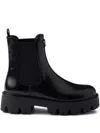 Prada Ankle Boots With Chunky Sole And Pull Tabs In Black