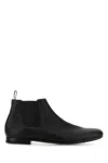 Prada Black Leather Ankle Boots In Black